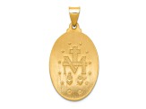 14K Yellow Gold Polished and Satin Miraculous Medal Hollow Pendant