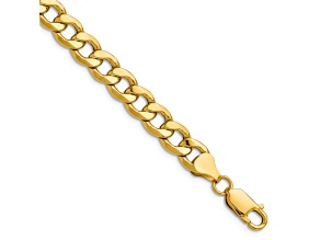14k Yellow Gold 7.5mm Curb Link Bracelet, 7 Inches