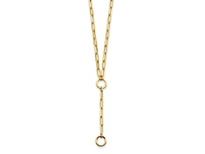 14K Yellow Gold Paperclip Link Y-drop 18-inch Lariat Necklace