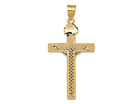 14K Yellow and White Gold INRI Crucifix Pendant