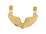 14k Yellow Gold Polished and Textured 2-Piece Break-Apart Angel Wings Pendants