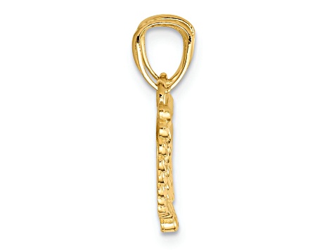 14k Yellow Gold Polished and Textured 2-Piece Break-Apart Angel Wings Pendants