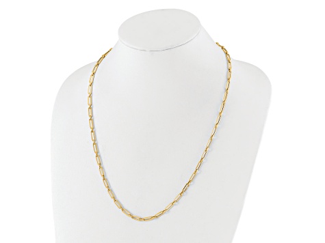 14K Yellow Gold Polished Flat Oval Link Necklace
