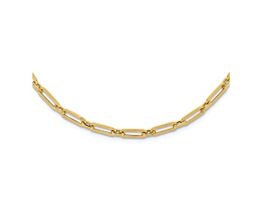 14K Yellow Gold Polished Flat Oval Link Necklace
