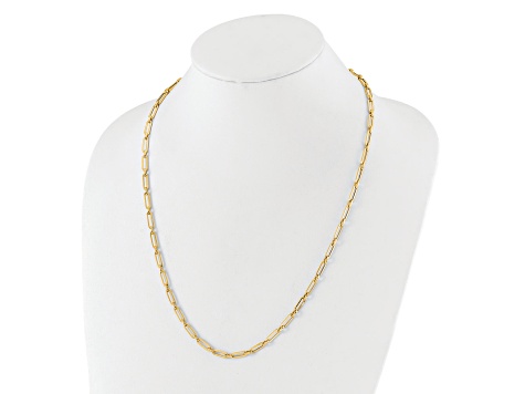 14K Yellow Gold Polished Flat Oval Link Necklace