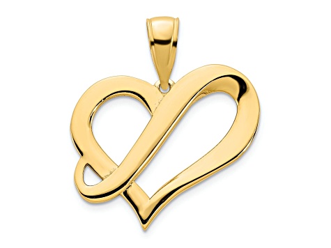 14k Yellow Gold Fancy Heart Pendant