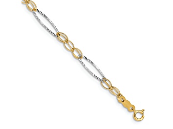 Picture of 14k Two-tone Gold Diamond-Cut Oval Design Bracelet
