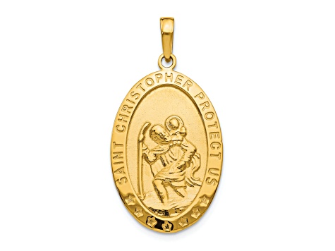 14K Yellow Gold Saint Christopher Medal Pendant