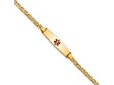 14k Yellow Gold Medical Soft Diamond Shape Red Enamel Mariner Link ID Bracelet