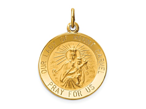 14k Yellow Gold Satin Our Lady of Mt. Carmel Medal Charm - 12QF2A | JTV