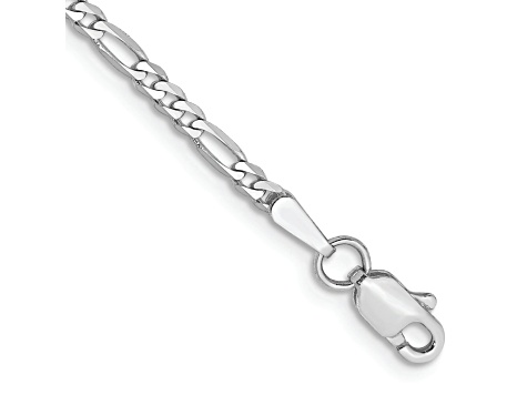 14K White Gold 2.25mm Flat Figaro Chain Bracelet