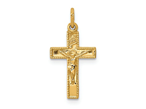 14K Yellow Gold INRI Crucifix Charm