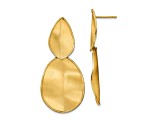 14K Yellow Gold Polished Textured Post Dangle Earrings