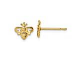 14k Yellow Gold Children's Textured Bumble Bee Stud Earrings