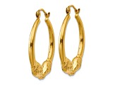 14k Yellow Gold Polished and Textured 1" Ram Hoop Earrings