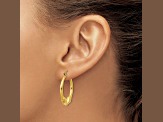 14k Yellow Gold Polished and Textured 1" Ram Hoop Earrings