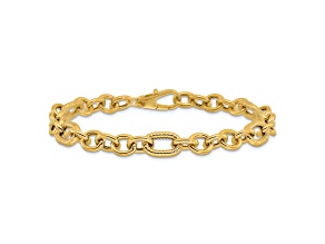14K Yellow Gold Polished and Textured 7.5-inch Fancy Bracelet