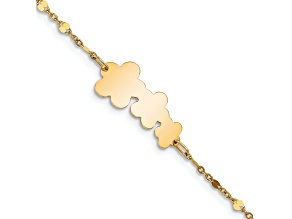 14k Yellow Gold Children's Polished Flowers Bracelet