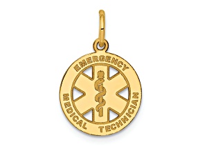 14k Yellow Gold Satin Small EMT Medical Charm