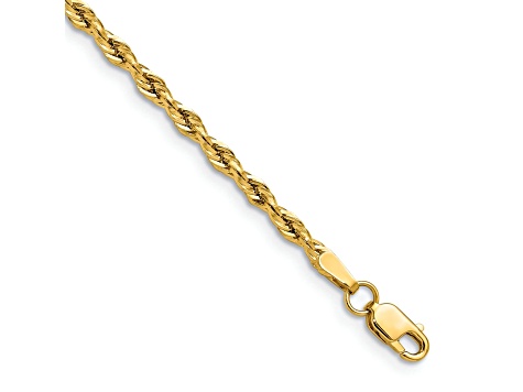 14k Yellow Gold 2.5mm Rope Link Bracelet, 7 Inches