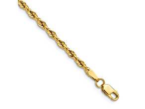 14k Yellow Gold 2.5mm Rope Link Bracelet, 7 Inches