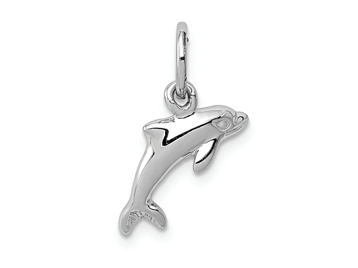 Rhodium Over 14k White Gold Dolphin Charm