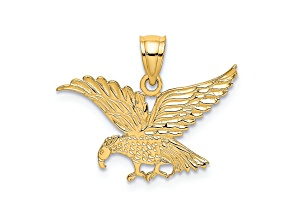 10K Yellow Gold Textured Flat Eagle Charm