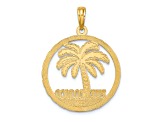 14k Yellow Gold Textured PUERTO RICO Palm Tree Charm