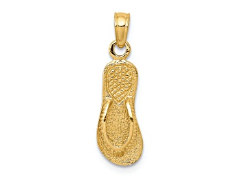 Picture of 14k Yellow Gold 3D Textured Single Flip-Flop Pendant