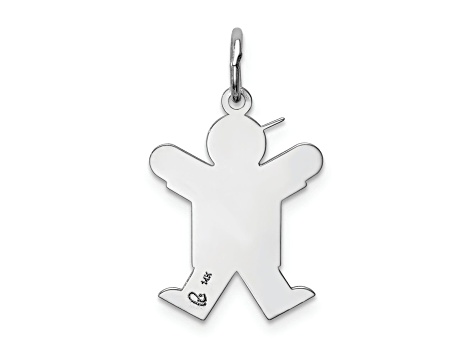 Rhodium Over 14k White Gold Satin Boy with Cap on Right Charm