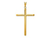 14k Yellow Gold 3D Polished Tube Cross Pendant