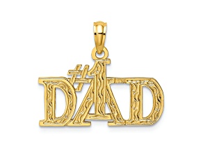 14k Yellow Gold Textured #1 Dad pendant