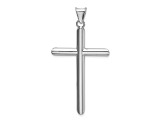 Rhodium Over 14k White Gold 3D Polished Tube Cross Pendant