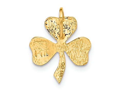 14k Yellow Gold Polished and Textured Shamrock Chain Slide