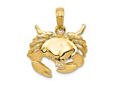 14k Yellow Gold Polished Open-Backed Crab Pendant
