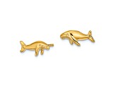 14k Yellow Gold Whale Stud Earrings