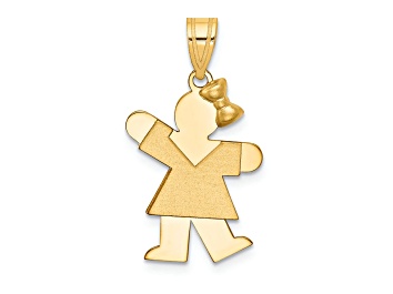 Picture of 14k Yellow Gold Satin Girl with Bow on Right Charm