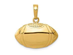 14k Yellow Gold Textured Football Profile Pendant
