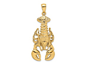 14k Yellow Gold Textured Moveable Lobster Pendant