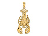 14k Yellow Gold Textured Moveable Lobster Pendant