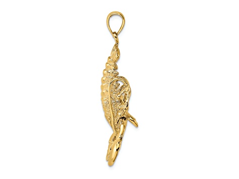 14k Yellow Gold Textured Moveable Lobster Pendant