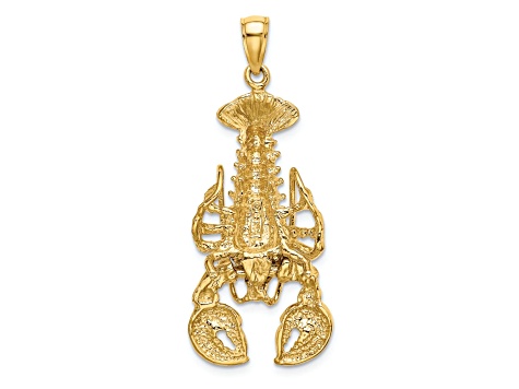 14k Yellow Gold Textured Moveable Lobster Pendant