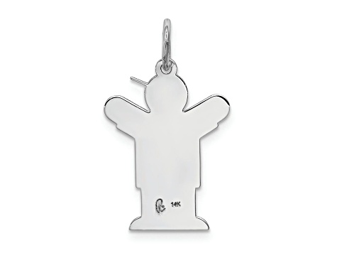 Rhodium Over 14k White Gold Satin Small Boy with Hat and Heart Charm