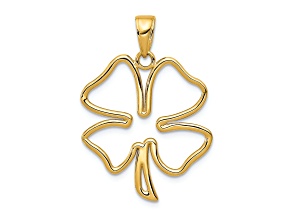 14k Yellow Gold Polished Cut-out 4-Leaf Clover Pendant