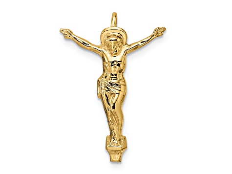 14K Yellow Gold Polished Solid Risen Christ Chain Slide Pendant