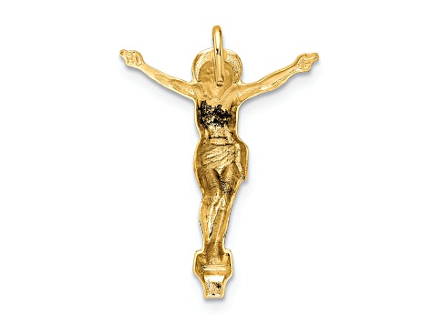 14K Yellow Gold Polished Solid Risen Christ Chain Slide Pendant