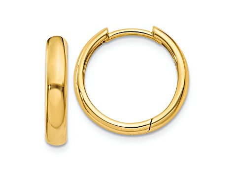 14k Yellow Gold 9/16" Round Hinged Hoop Earrings