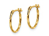 14K Yellow Gold Polished Twisted Hinged Hoop Earrings