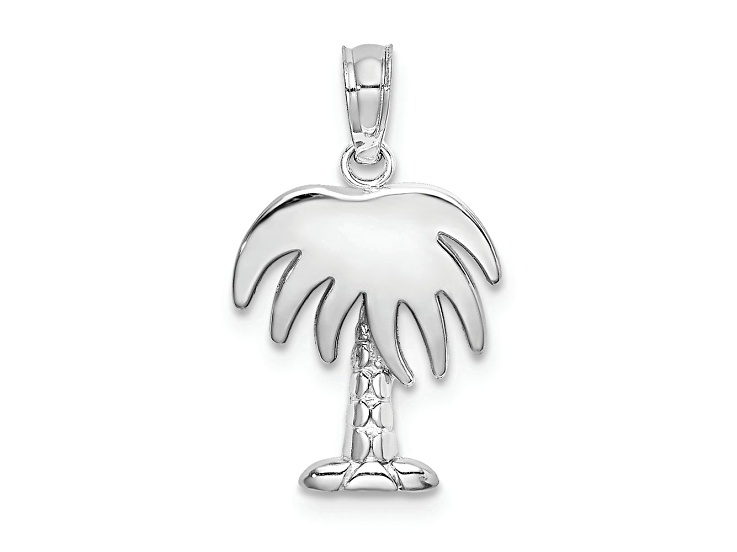 Rhodium Over 14k White Gold Charleston Palm Tree Charm