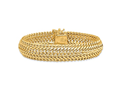 14k Yellow Gold Polished 13mm Fancy Link Bracelet